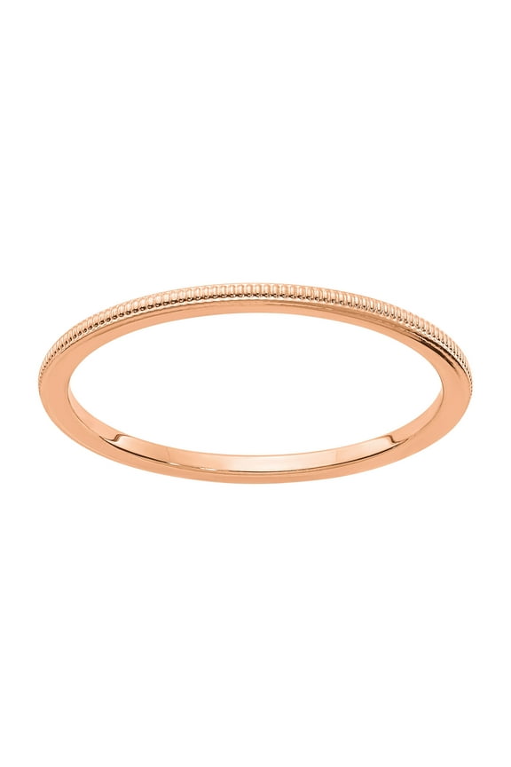 10 Karat Rose Gold 1.2mm Milgrain Stackable Band