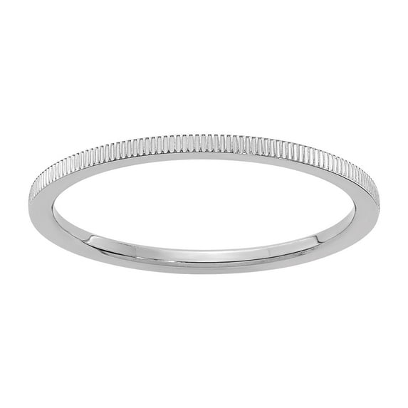 Stackable Expression 10 Karat White Gold 1.2mm Line Pattern Band