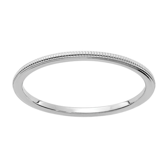 Stackable Expression 10 Karat White Gold 1.2mm Milgrain Stackable Band
