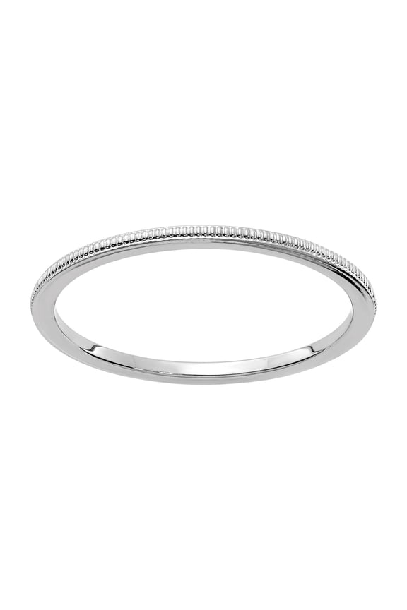 10 Karat White Gold 1.2mm Milgrain Stackable Band