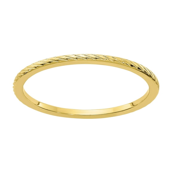 Stackable Expression 14 Karat Yellow Gold 1.2mm Twisted Wire Pattern Stackable Band