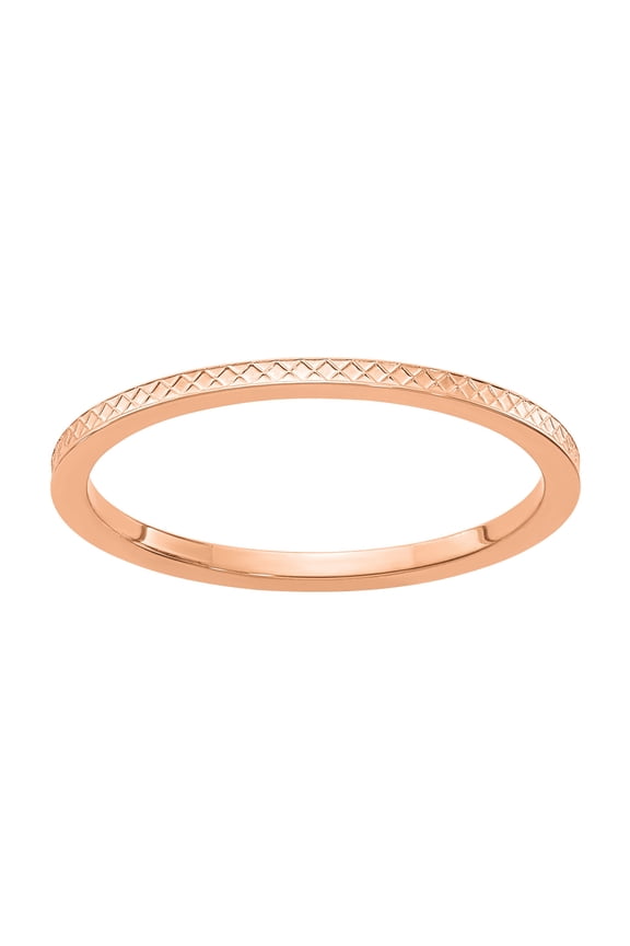 s 10 Karat Rose Gold 1.2mm Criss-Cross Pattern Stackable Band