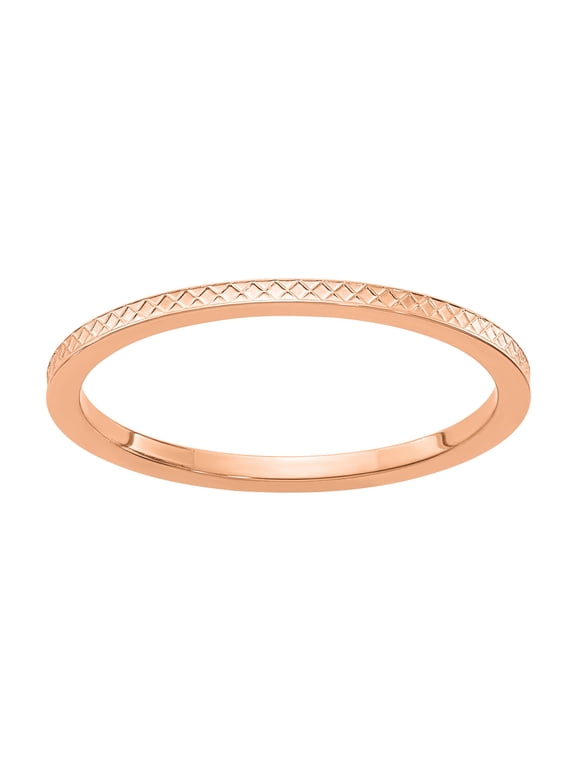 10 Karat Rose Gold 1.2mm Criss-cross Pattern Stackable Band