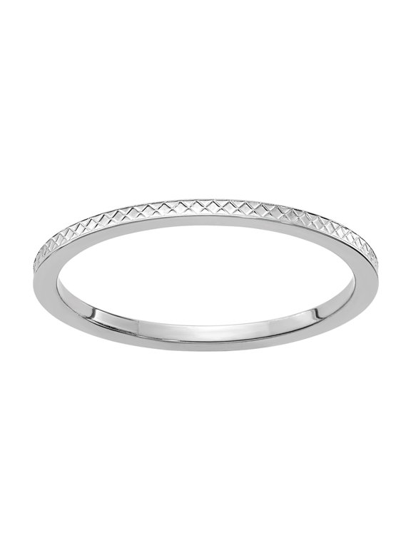 10 Karat White Gold 1.2mm Criss-Cross Pattern Stackable Band