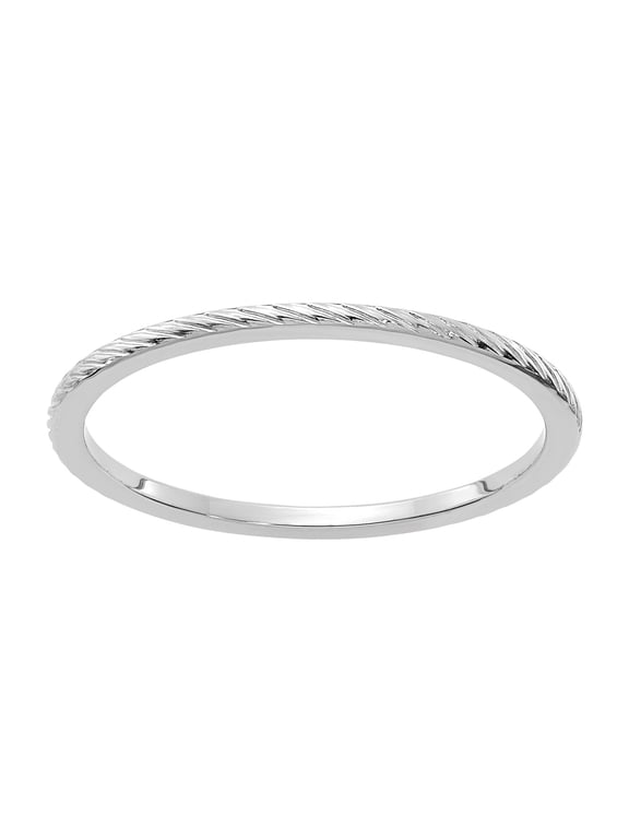 10 Karat White Gold 1.2mm Twisted Wire Pattern Band