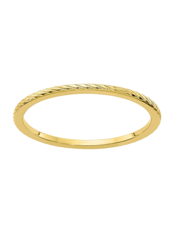10 Karat Yellow Gold 1.2mm Twisted Wire Pattern Stackable Band