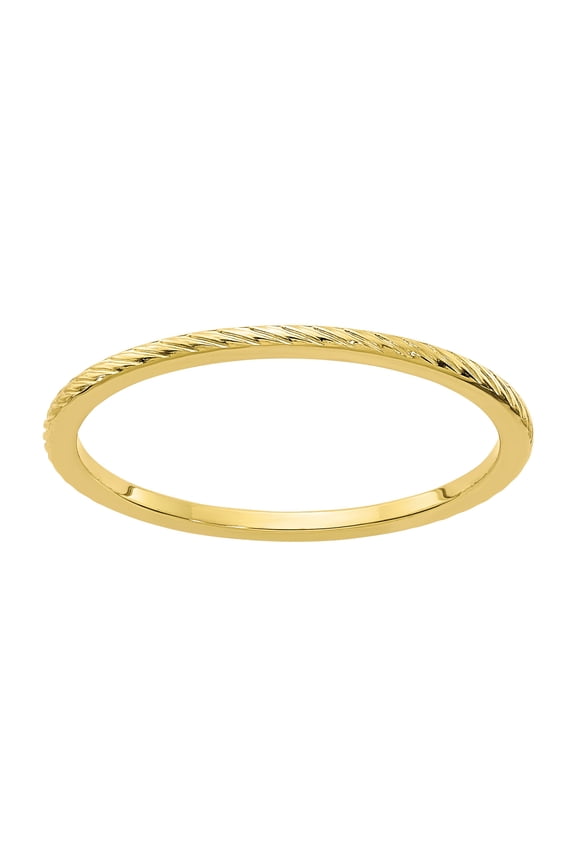 10 Karat Yellow Gold 1.2mm Twisted Wire Pattern Stackable Band