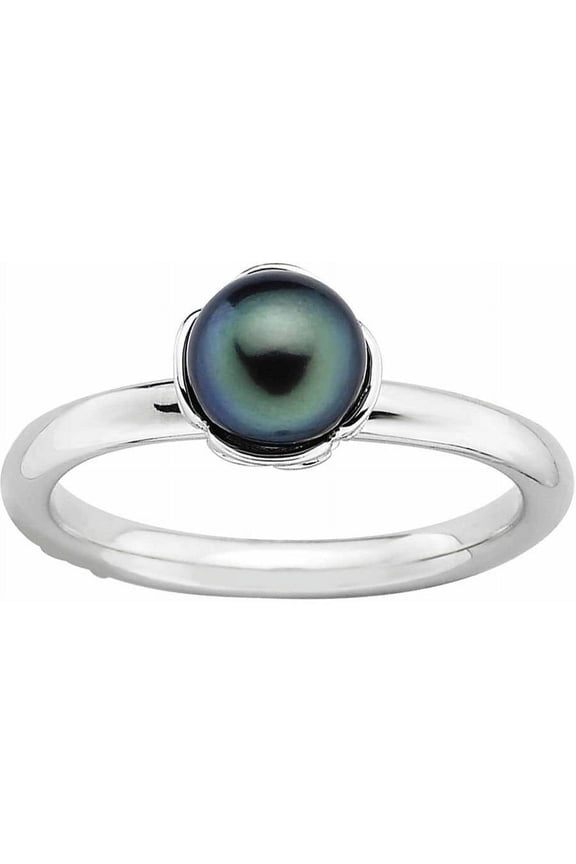 Sterling Silver Black FreshWater Cultured Pearl Ring