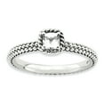 thumbnail image 1 of Stackable Expressions Sterling Silver  Checker-cut White Topaz Antiqued Ring, 1 of 6