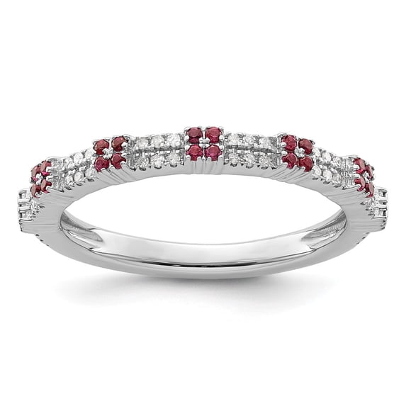 Stackable Expressions Sterling Silver Created Ruby and Diamond Ring