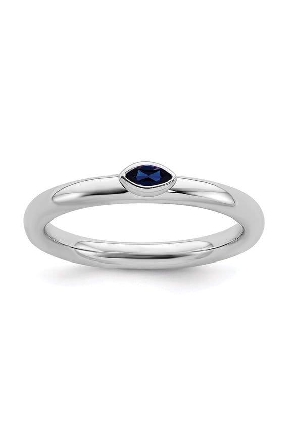 Sterling Silver Created Sapphire Ring
