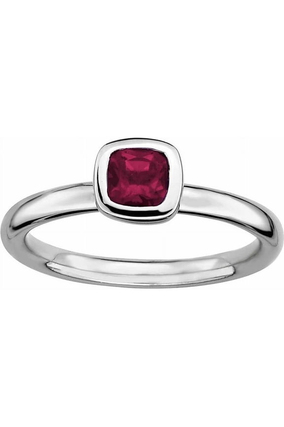 Sterling Silver Cushion-cut Rhodolite Garnet Ring
