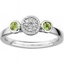 Stackable Expressions Sterling Silver Double Round Peridot and Diamond Ring