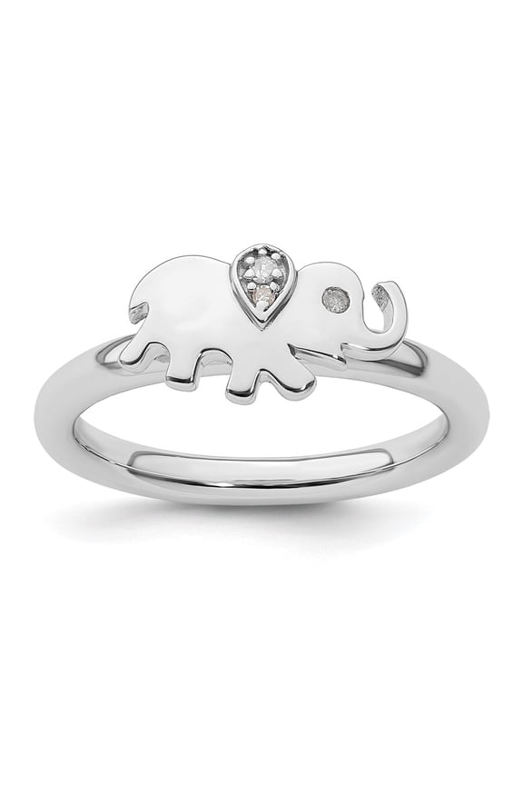 Sterling Silver Elephant Diamond Ring