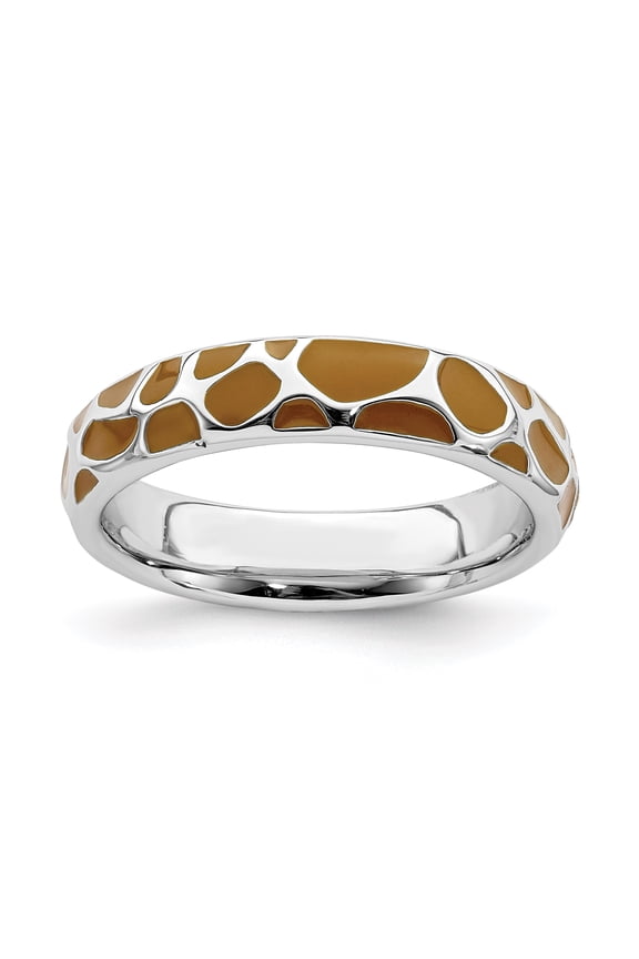 Stackable Expressions Sterling Silver Enameled Animal Print Ring