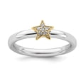 thumbnail image 1 of Stackable Expressions Sterling Silver Gold-Plated Diamond Star Ring, 1 of 8