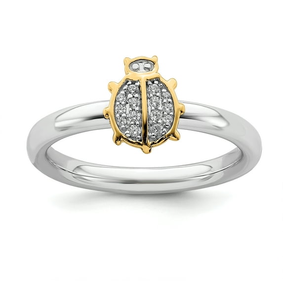 Stackable Expressions Sterling Silver Gold-Plated Ladybug Diamond Ring