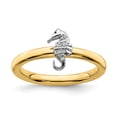thumbnail image 1 of Stackable Expressions Sterling Silver Gold Tone Seahorse Diamond Ring, 1 of 6
