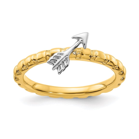 Stackable Expressions Sterling Silver Gold and Rhodium-plated Arrow Ring