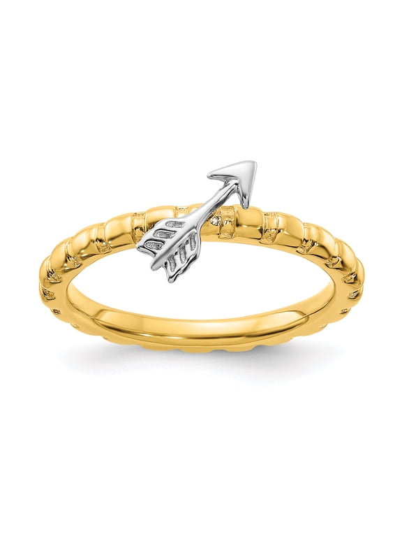 Sterling Silver Gold and Rhodium-plated Arrow Ring
