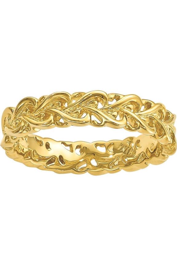 Stackable Expressions Sterling Silver Gold-plated Carved Band