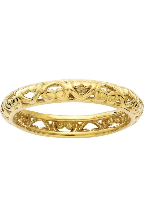 Sterling Silver Gold-plated Carved Ring
