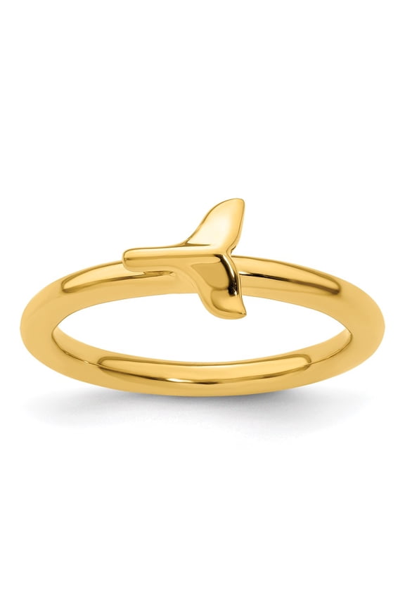 Sterling Silver Gold-plated Polished Whale Tail Ring