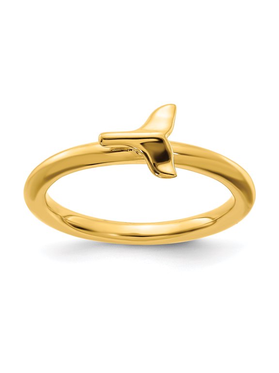 Sterling Silver Gold-plated Whale Tail Ring