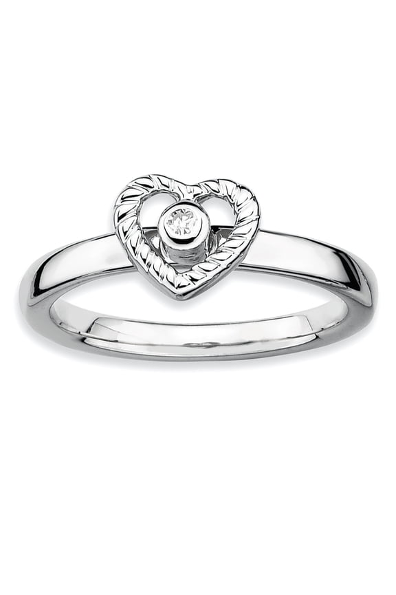 Stackable Expressions Sterling Silver Heart Diamond Ring