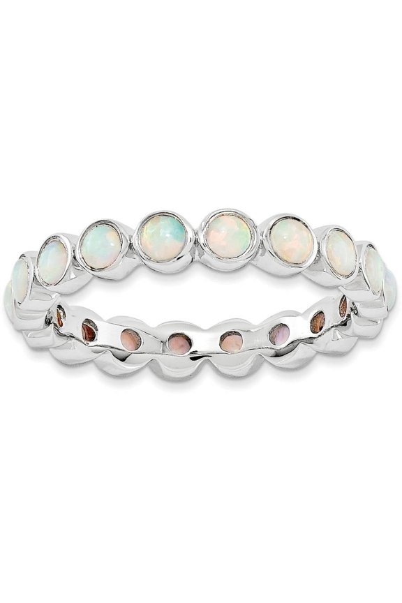 Sterling Silver Lab Created Opal Ring