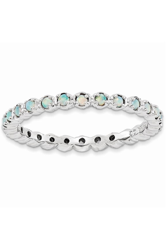 Sterling Silver Lab Created Opal Ring