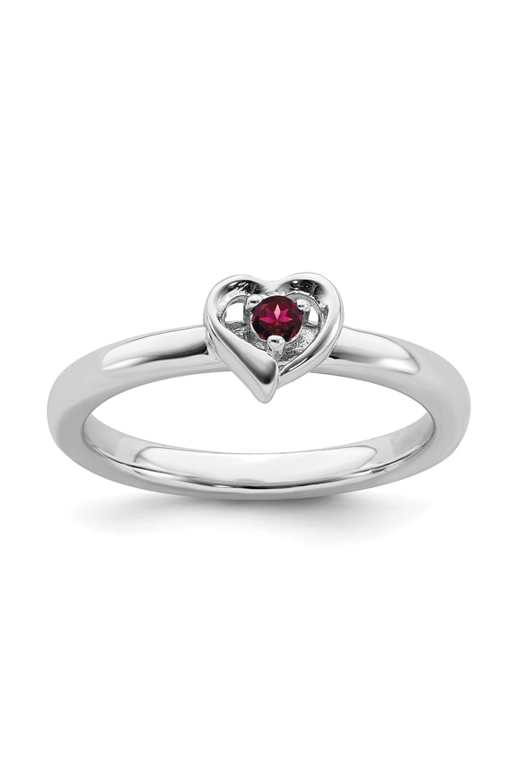 Sterling Silver Lab Created Ruby Heart Ring