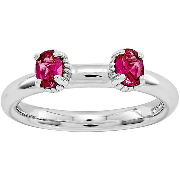Stackable Expressions Sterling Silver Lab Created Ruby Two-Stone Ring