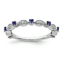 Stackable Expressions Sterling Silver Lab Created Sapphire Diamond Ring