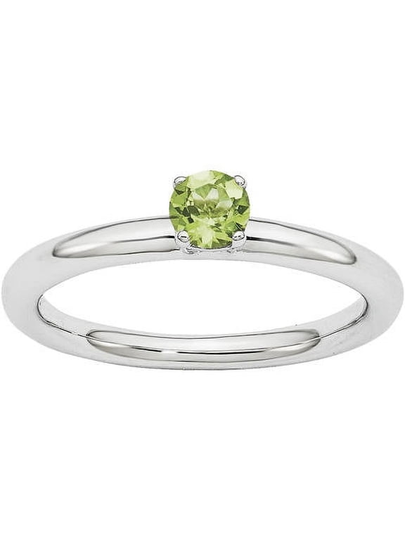 Sterling Silver Peridot Rhodium-plated Ring