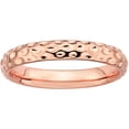 thumbnail image 1 of 925 Sterling Silver Polished Patterned Stackable Pink Plated Ring Size 5 -  Jewelry Gift for Mom, 1 of 7