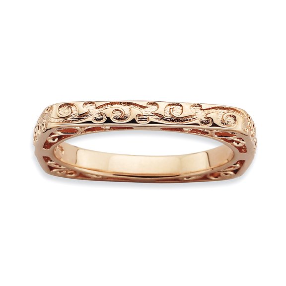 Stackable Expressions Sterling Silver  Polished Pink-plated Square Ring