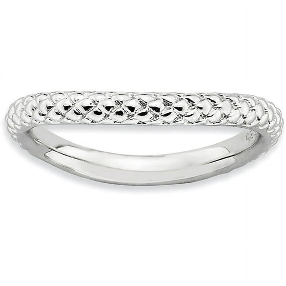 Stackable Expressions Sterling Silver Polished Rhodium-plated Wave Ring