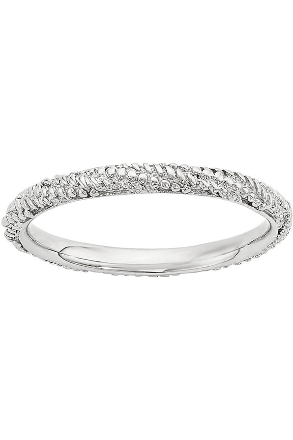 Sterling Silver Polished Textured Ring