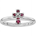 thumbnail image 1 of Stackable Expressions Sterling Silver Rhodium Lab Created Ruby Cross Ring, 1 of 6