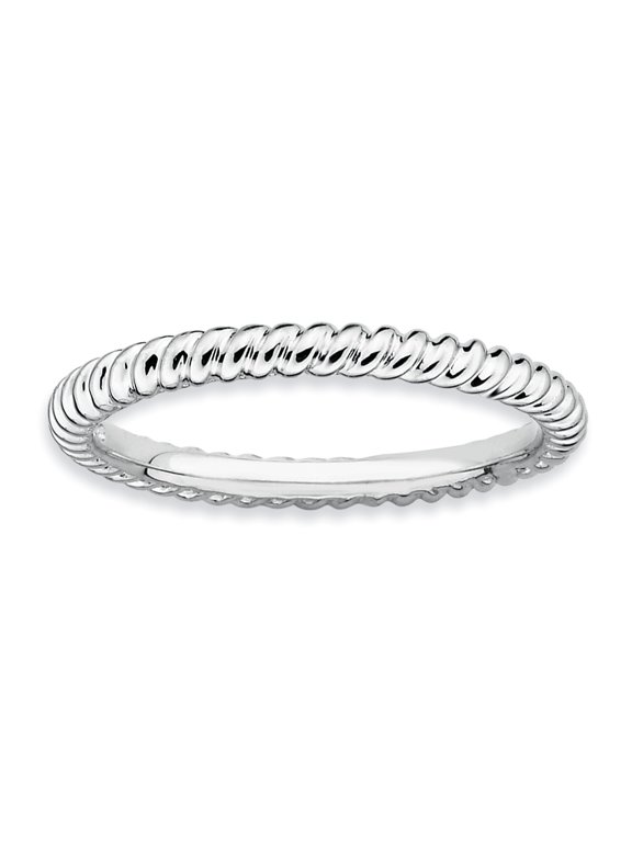 Stackable Expressions Sterling Silver Rhodium Twisted Ring