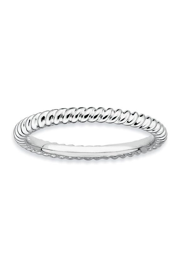 Stackable Expressions Sterling Silver Rhodium Twisted Ring