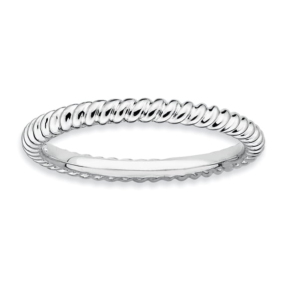 Stackable Expressions Sterling Silver Rhodium Twisted Ring