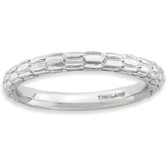 Stackable Expressions Sterling Silver Rhodium-plated Domed Ring