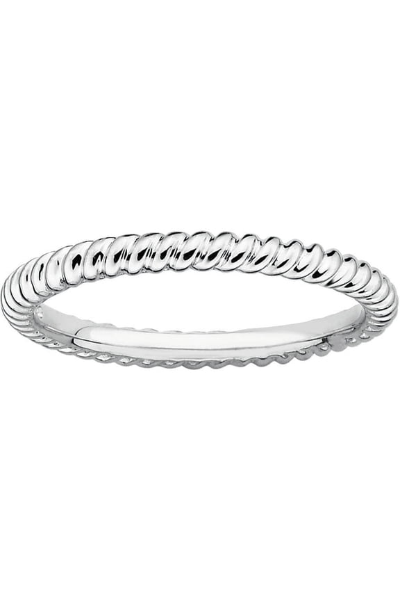 Stackable Expressions Sterling Silver Rhodium-plated Twisted Ring