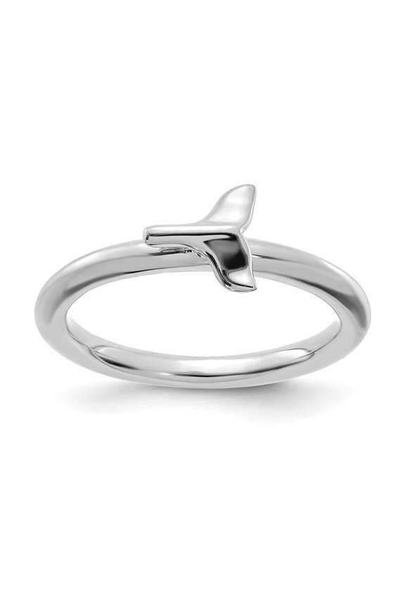 Sterling Silver Rhodium-plated Whale Tail Ring