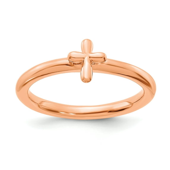 Stackable Expressions Sterling Silver Rose Gold-plated Cross Ring