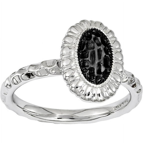 Stackable Expressions Sterling Silver Ruthenium-Plated Oval Ring