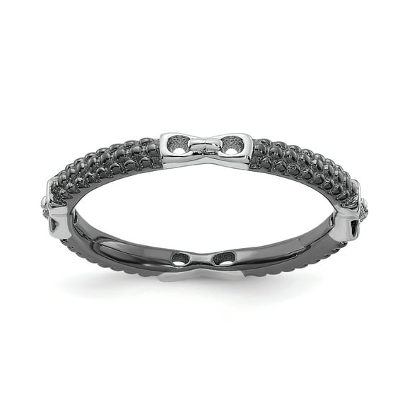 Stackable Expressions Sterling Silver Ruthenium and Rhodium-plated Ring
