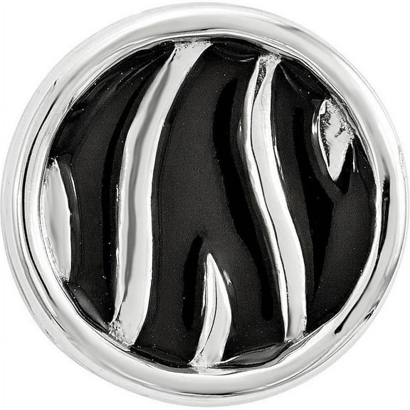 Stackable Expressions Sterling Silver Small Black Enameled Zebra Print Chain Slide